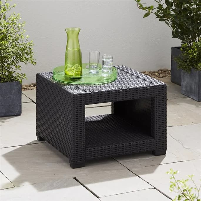 Rattan Effect Square Side Table