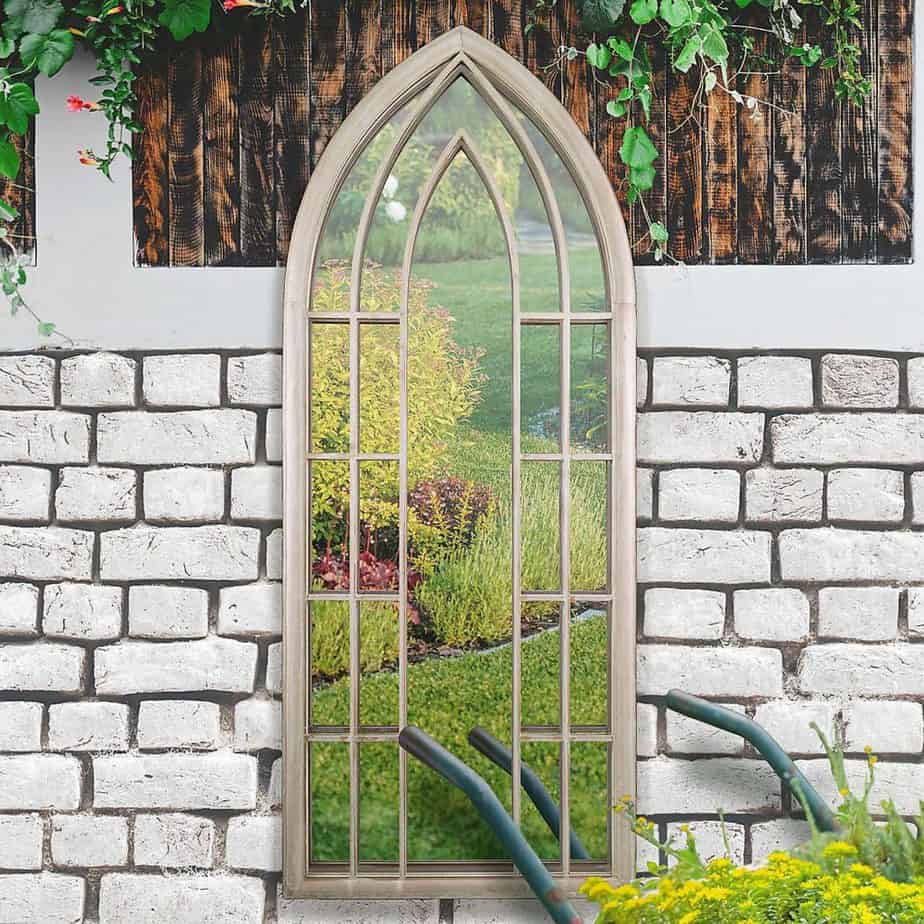 Gothic-inspired garden mirror
