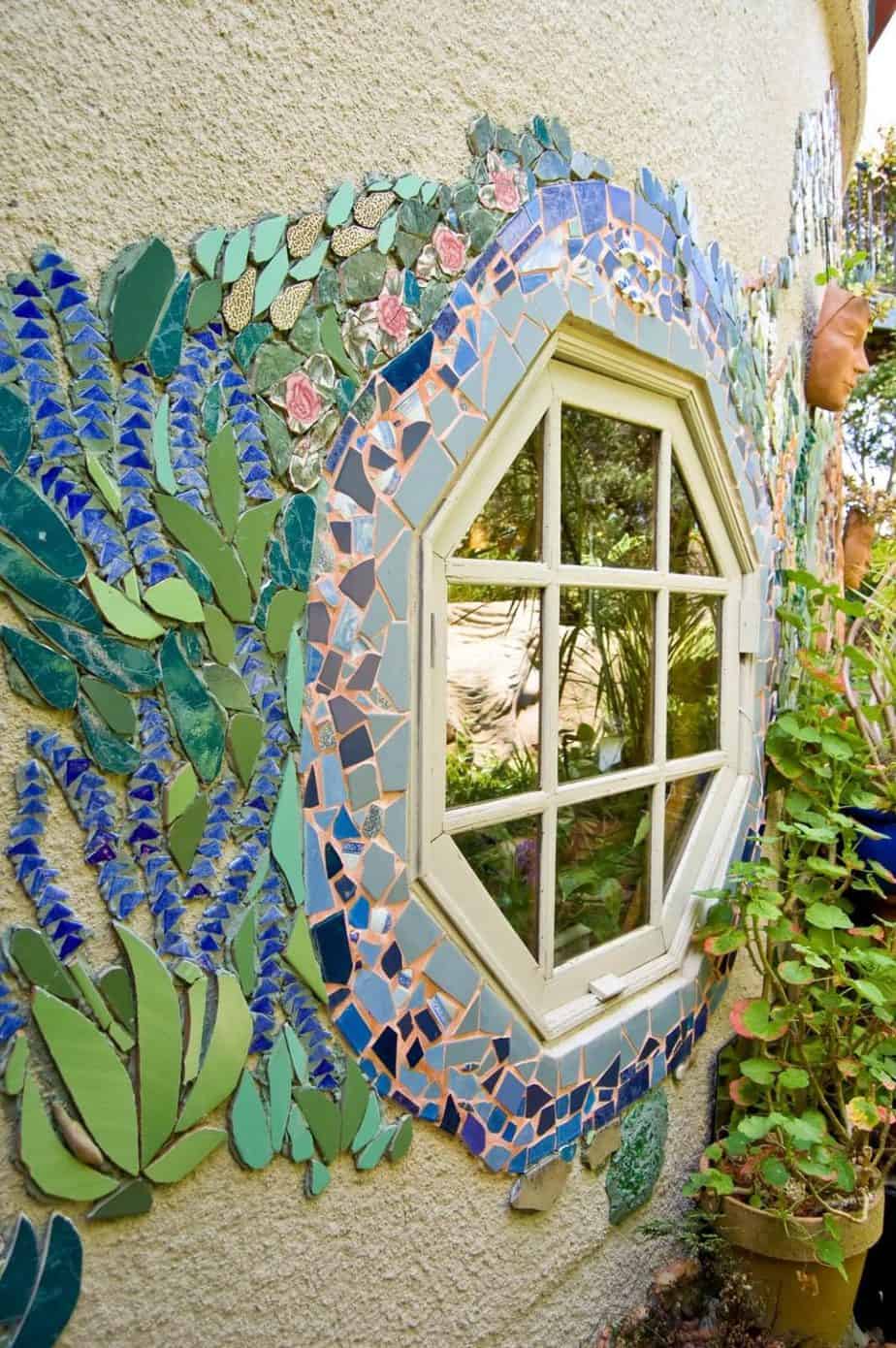 DIY mosaic garden mirror