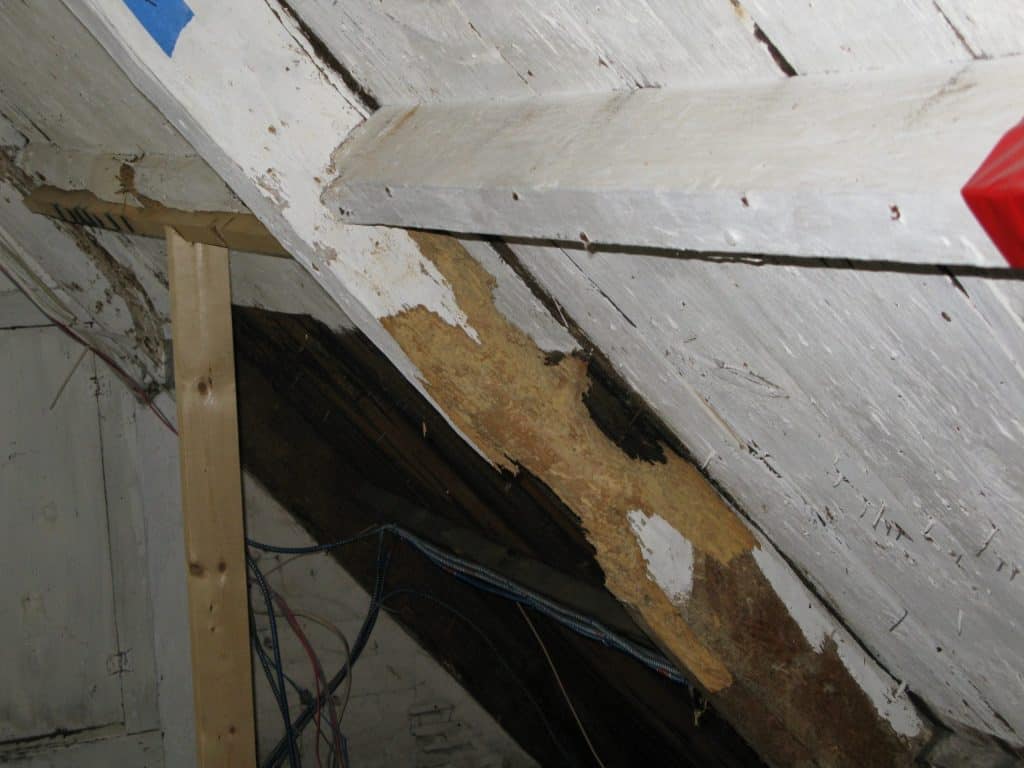 Damaged roof rafter