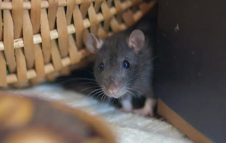 A rat hiding under a garden furniture