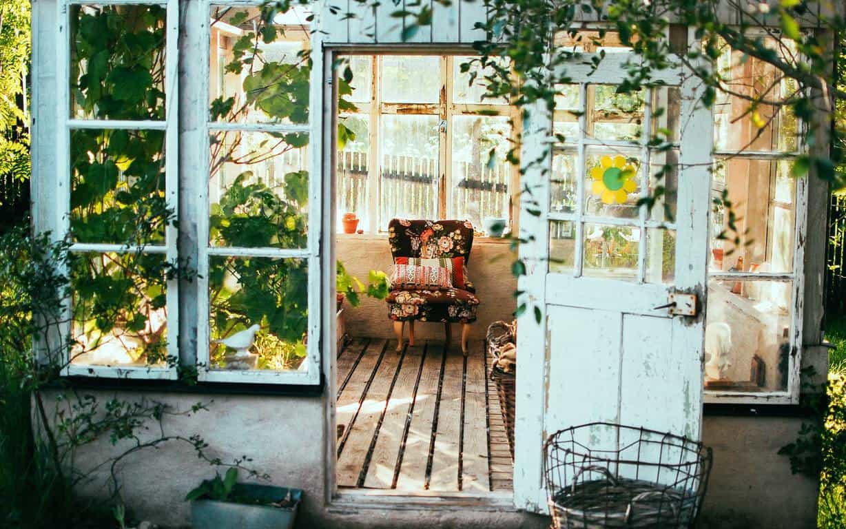 Inside a garden greenhouse