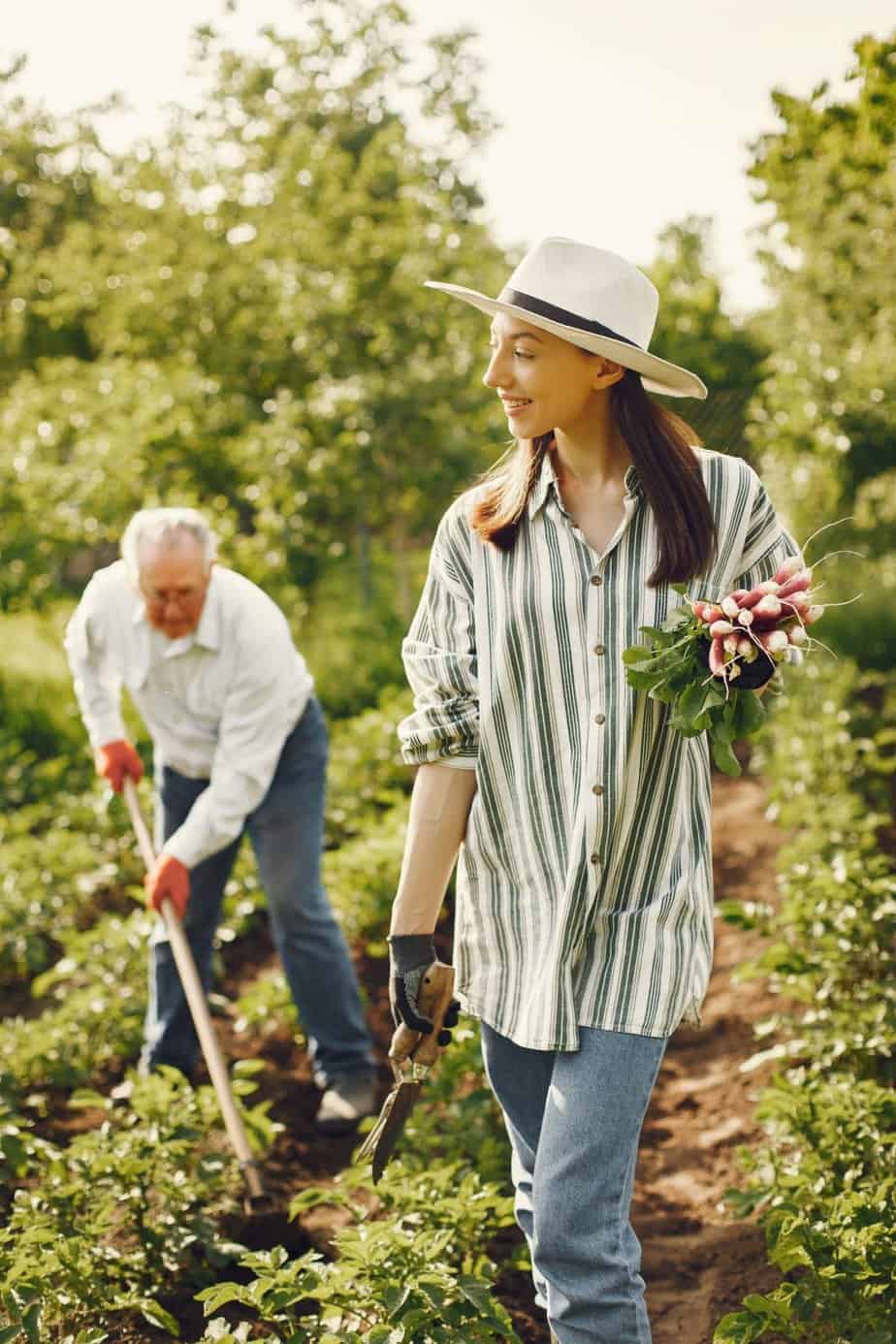 Man and a woman gardening