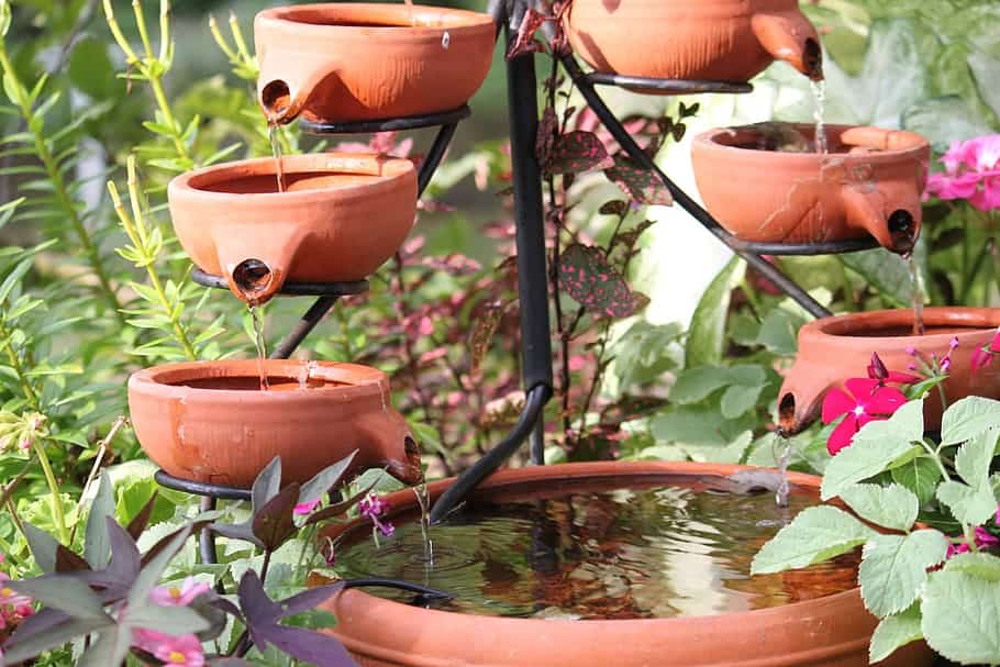 DIY clay pot water fountain