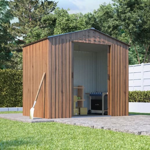 BillyOh Partner Woodgrain Apex Roof Metal Shed