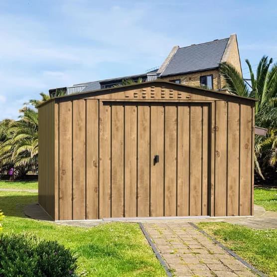 BillyOh Top Woodgrain Apex Metal Shed