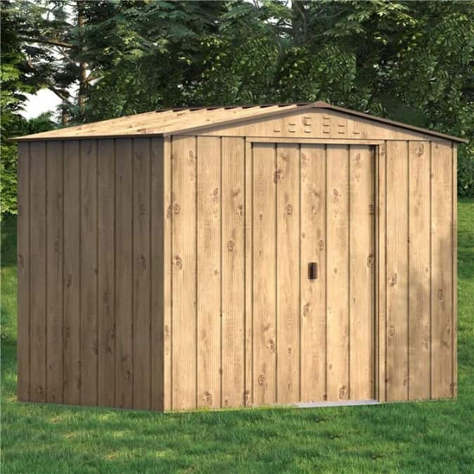 BillyOh Top Woodgrain Apex Metal Shed