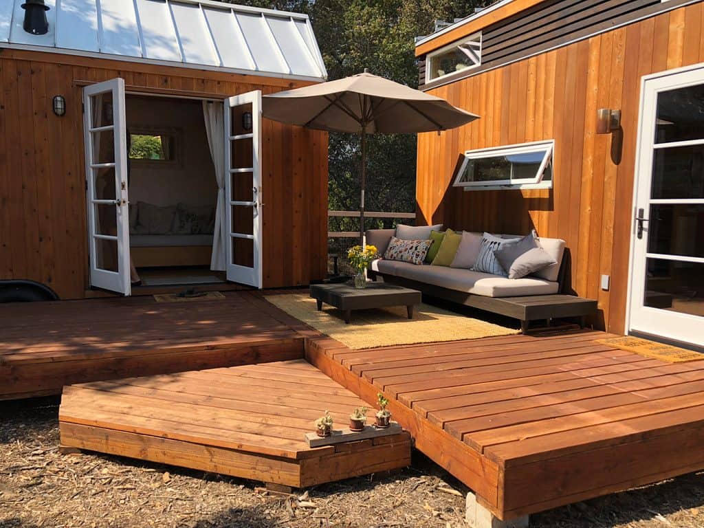 Connecting garden sheds with decking