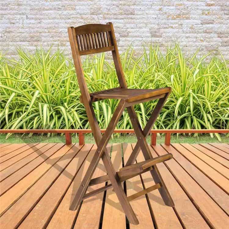 Solid Teak Hardwood Sherford Folding Bar Stool Chair