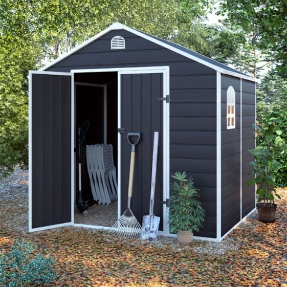 BillyOh Ashford Apex Plastic Garden Storage Shed Including Foundation Kit Grey