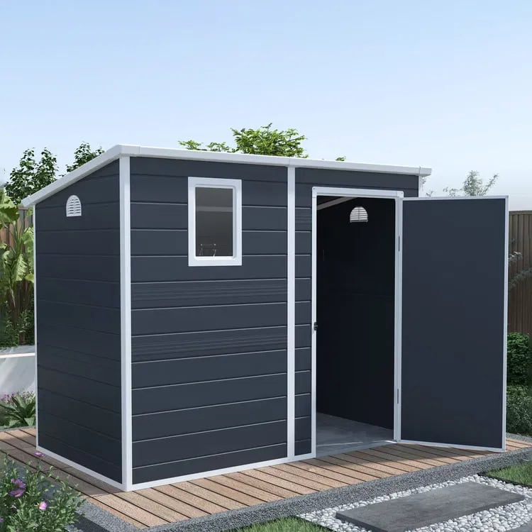BillyOh Oxford Pent Plastic Shed Dark Grey With Floor