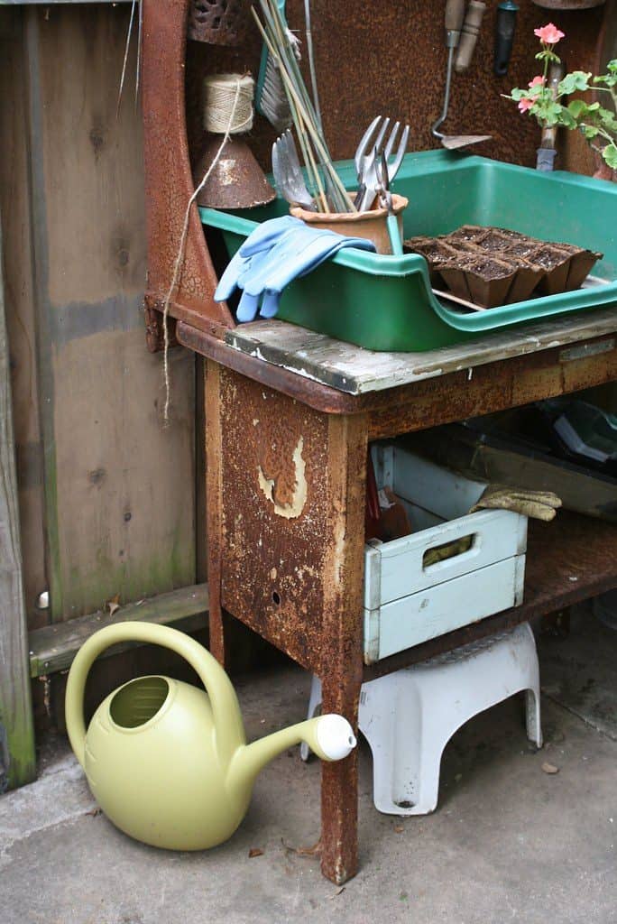 Small corner potting shed