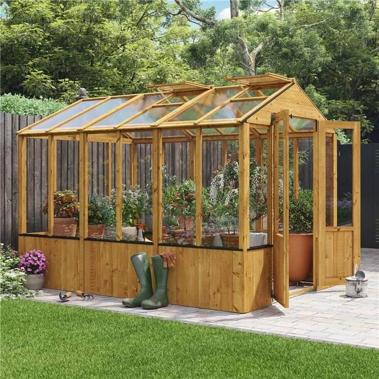 BillyOh 4000 Lincoln Wooden Clear Wall Greenhouse with Opening Roof Vent