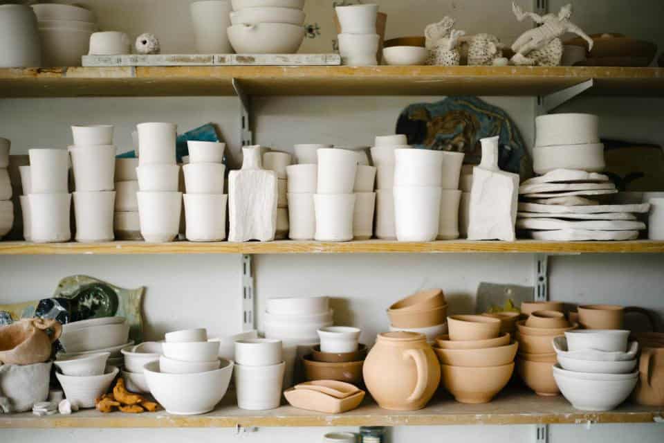 A collection of ceramics pottery