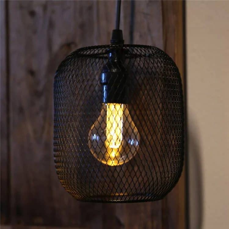 22cm Black Metal Lantern with Edison Bulb