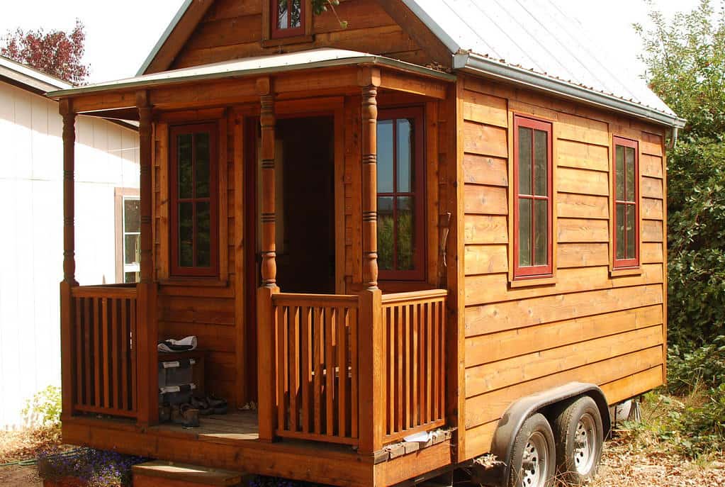 Wooden shed RV conversion with wheels