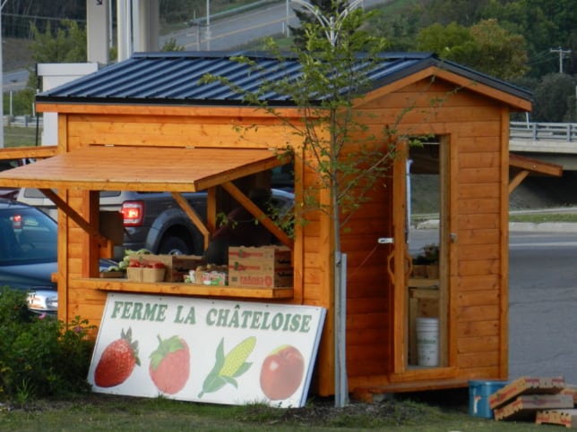 Shed kiosk selling vegetables and fruits