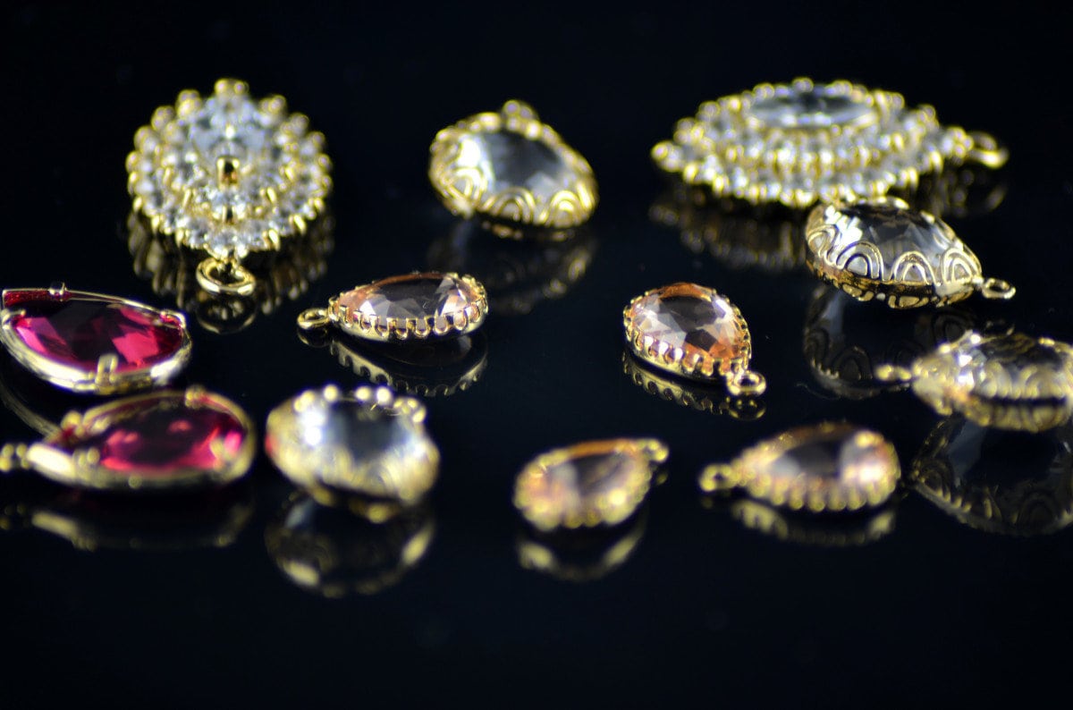 Close-up shot of jewellery diamond pendants