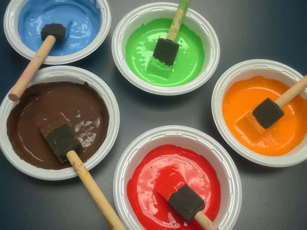 Different colours of paint