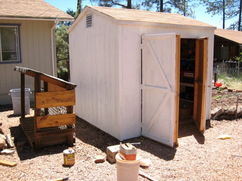 Shed painted in white