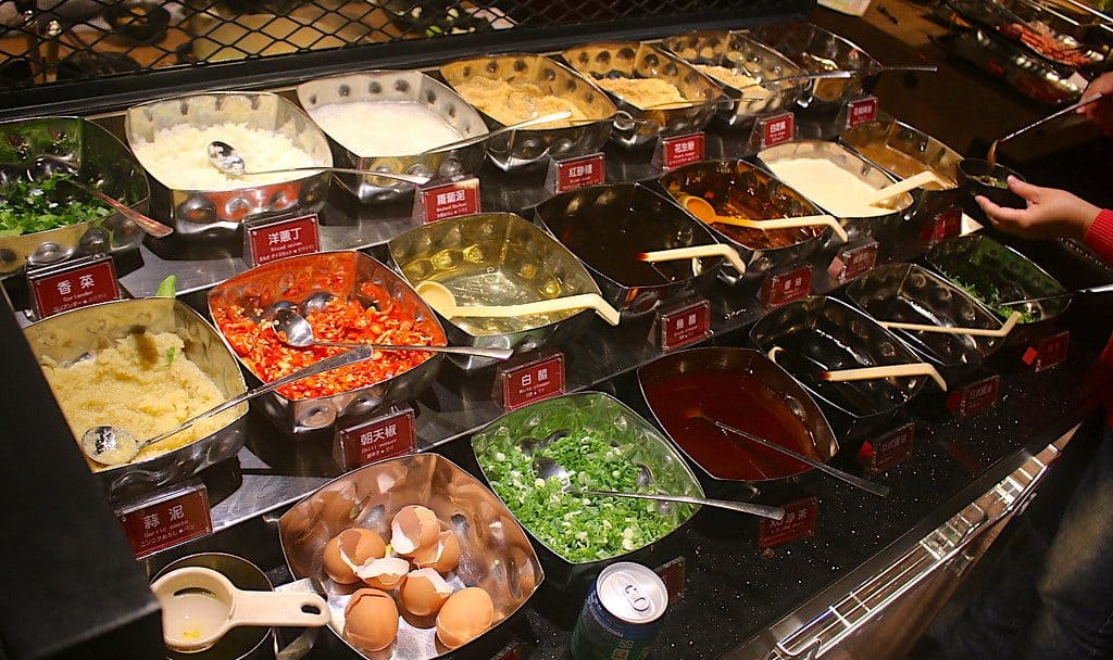 Condiments and sauces buffet