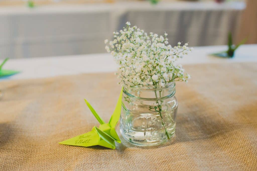 Mason jar vase with baby's breath