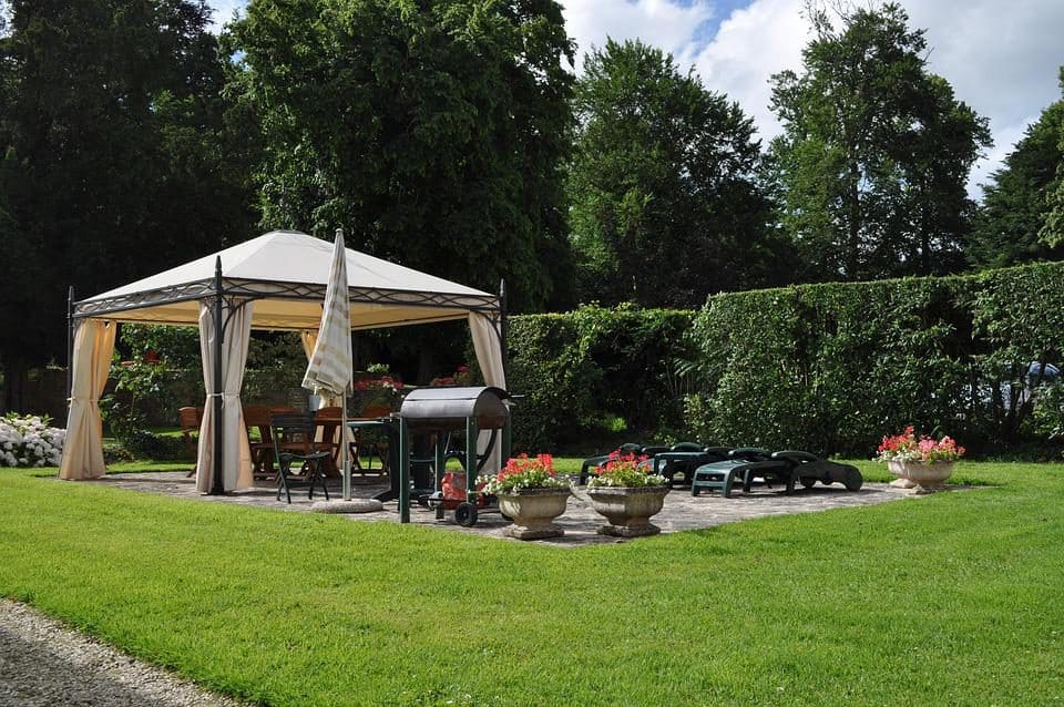 Garden BBQ setup with a gazebo