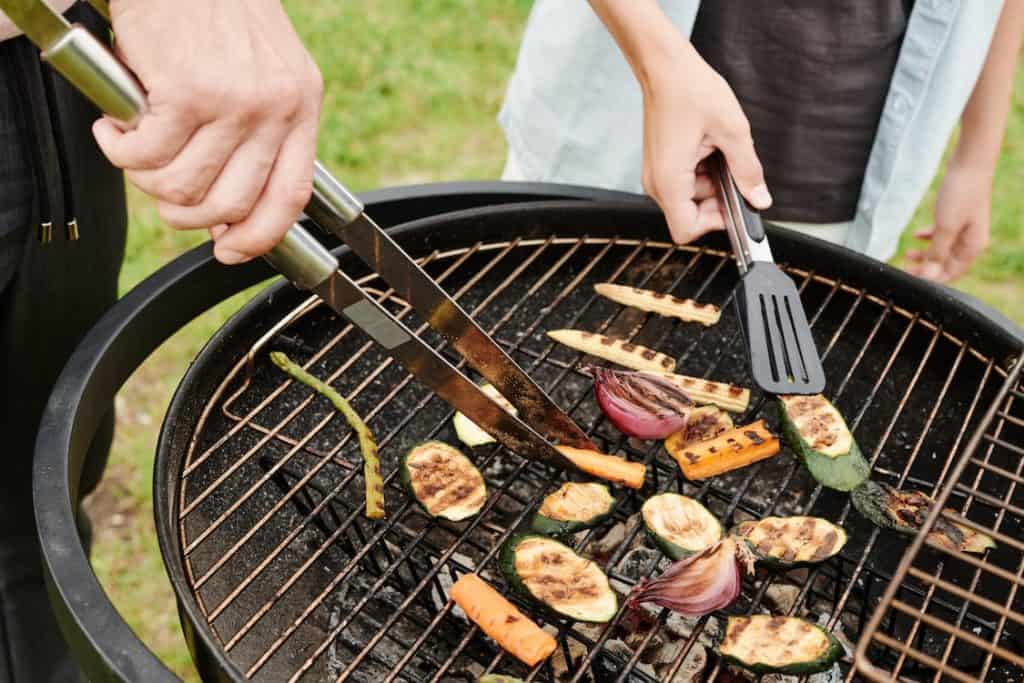 Vegetables being grilled