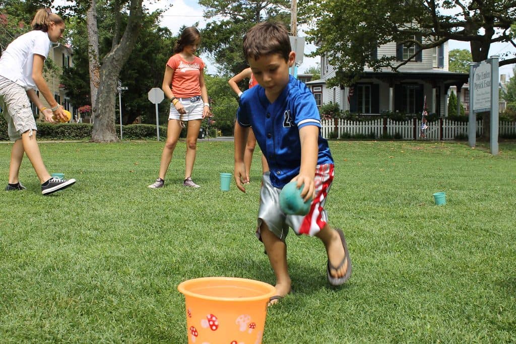 Children playing lawn games