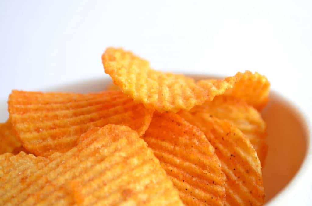 A bowl of potato chips