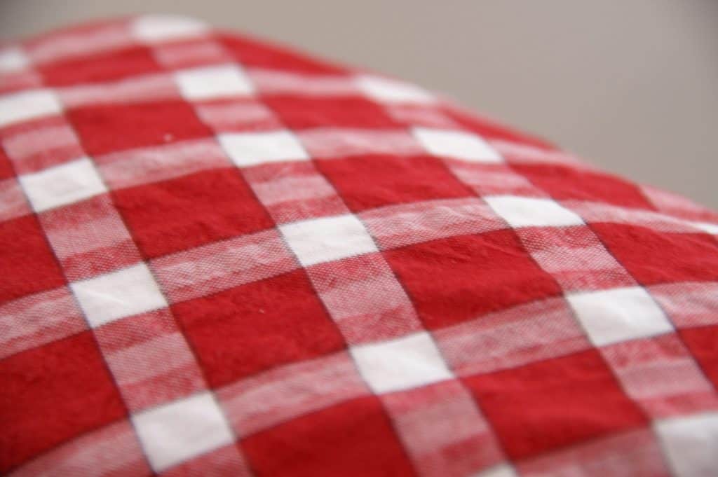 Red Gingham patterned tablecloth