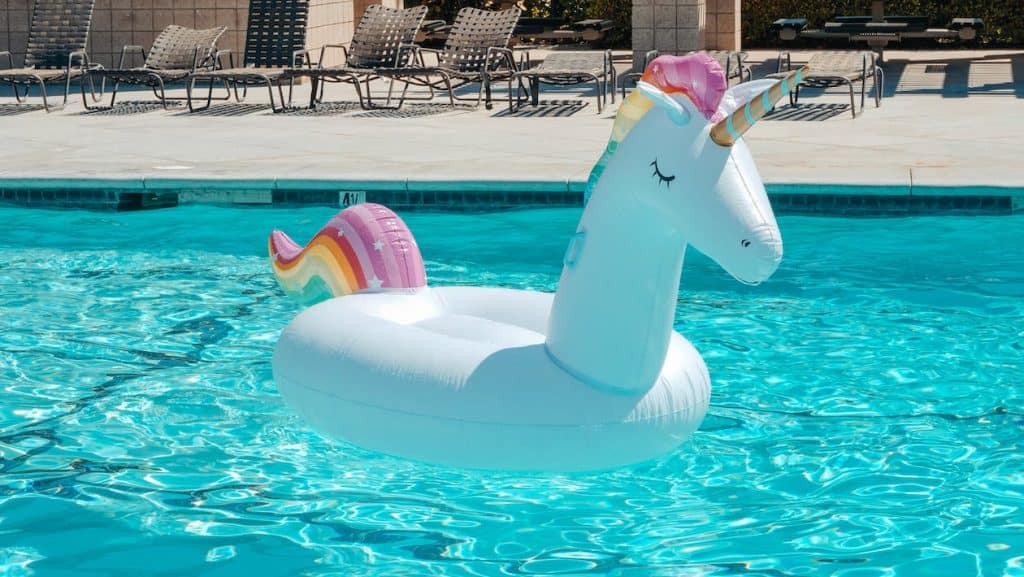 A unicorn swimming pool float