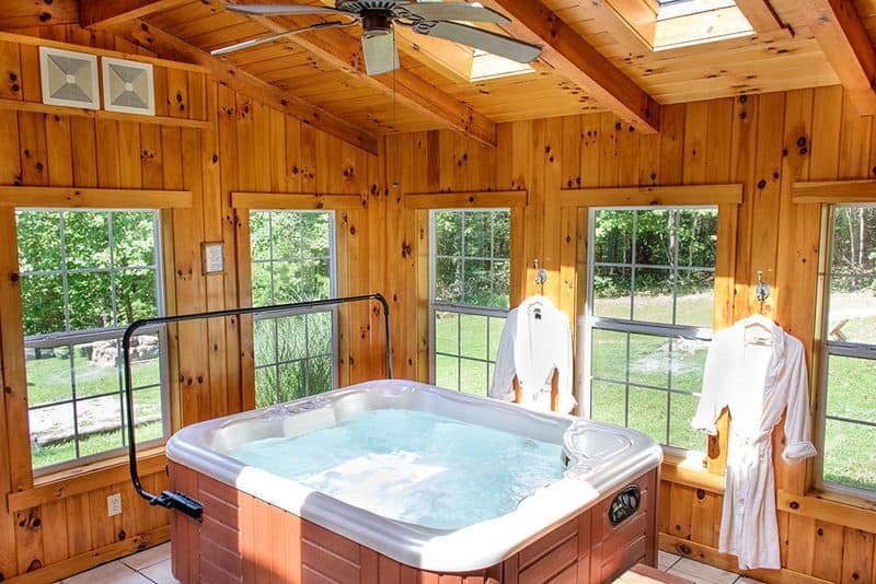 Outdoor hot tub shed