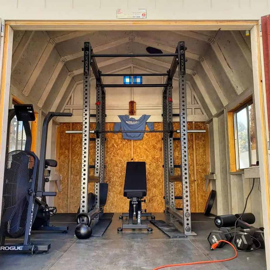 Shed turned into a personal home gym
