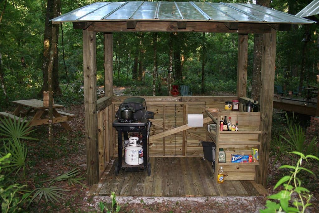 Campsite open-shed BBQ station
