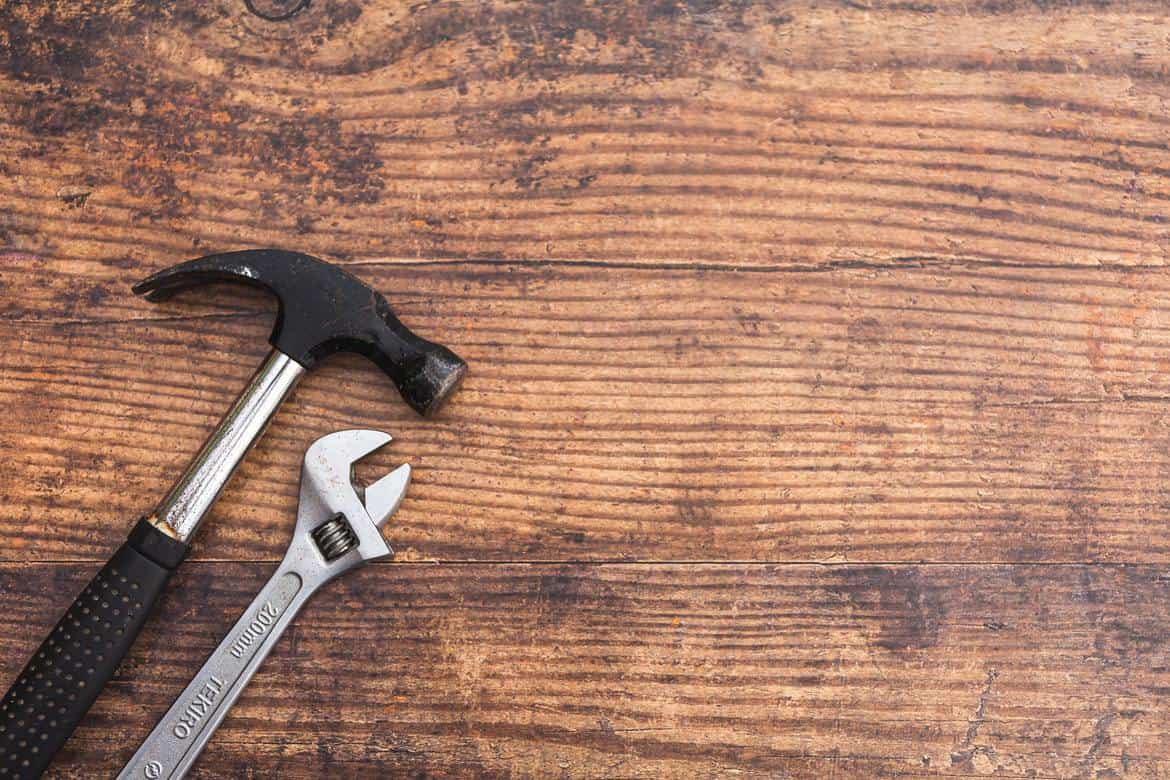 tools on a wooden surface 