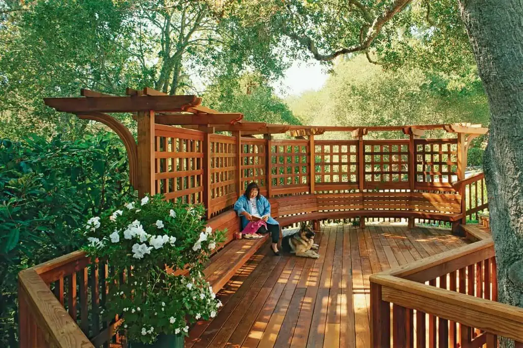 Wooden corner trellis seating