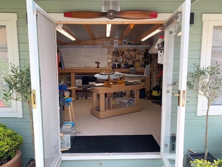 (Customer’s Image: Garden workshop setup inside the BillyOh Winchester Log Cabin)