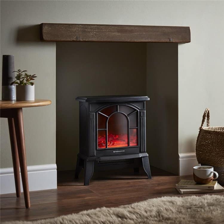 Freestanding 1800W Electric Fireplace with Wood Burner Flame Effect
