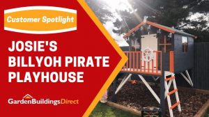 A playhouse decorated to be a pirate ship