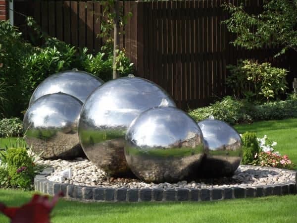 Reflective chrome steel fountains