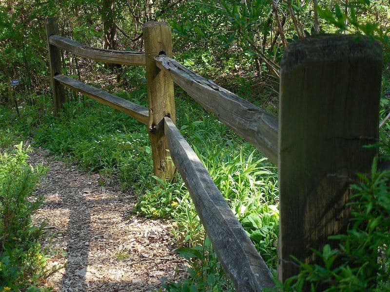 Wooden split rail fence