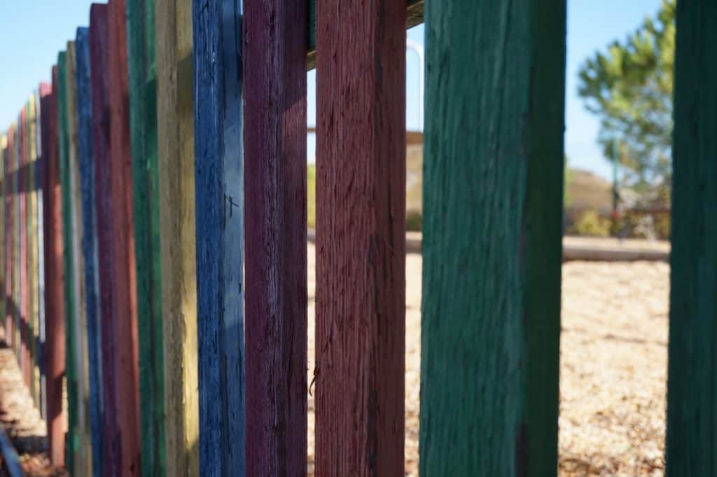 Colourful wooden fencing