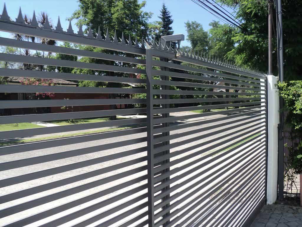 Slatted metal fencing