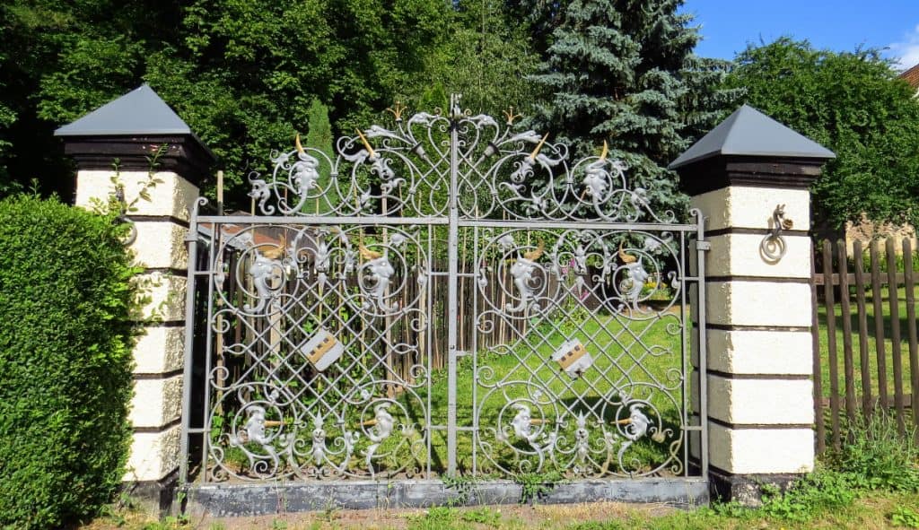 Wooden fence and metal gate