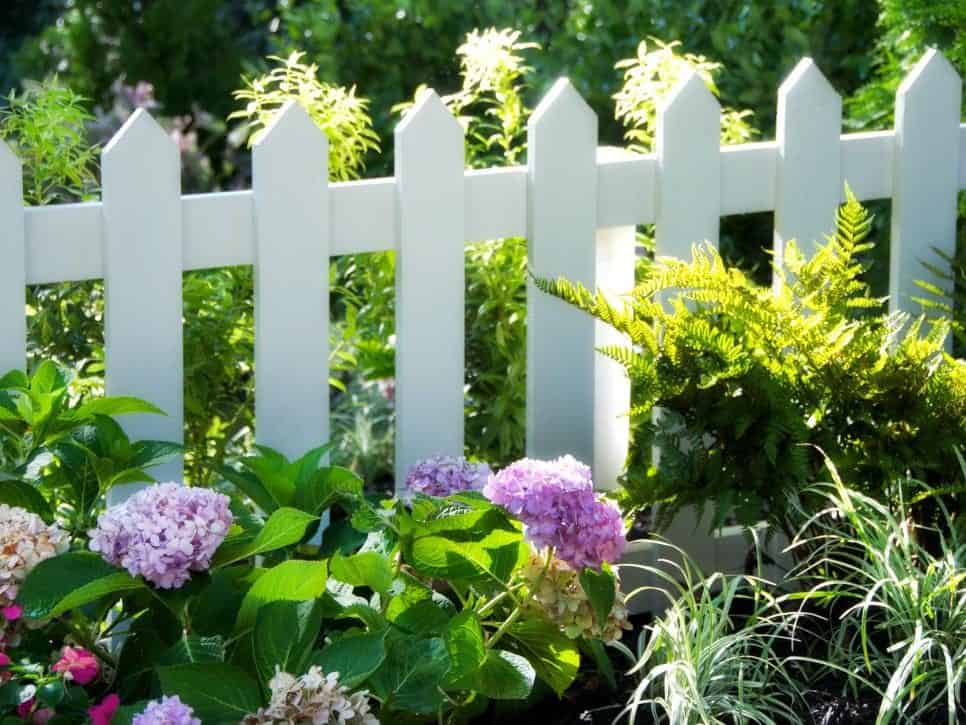 Traditional white picket fencing