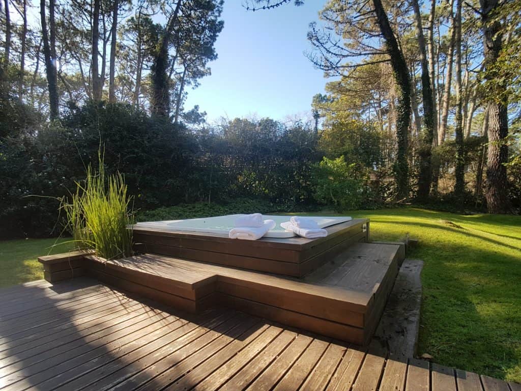 Matching wooden decking and mini pool borders