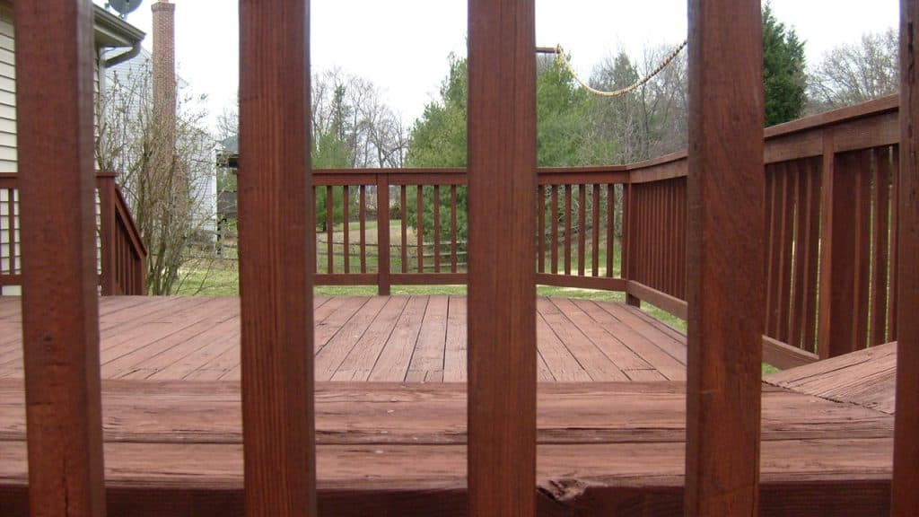 Wooden deck with railings