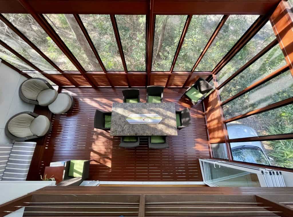 Enclosed deck with glass walls