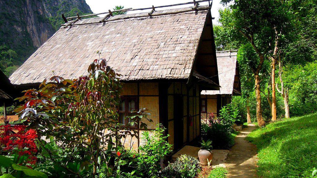 Tropical thatched style garden room